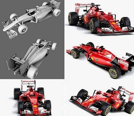 دانلود رایگان مدل سه بعدی ماشین Ferrari SF15-T Formula 2015