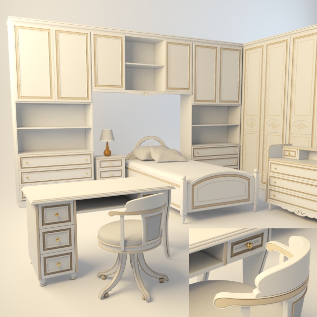3DDD - Classic Furniture Childroom Set (8)