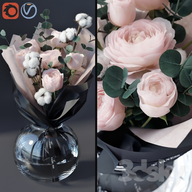 مدل سه بعدی گل و گلدان 266