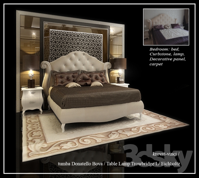 مدل سه بعدی تخت کلاسیک 47