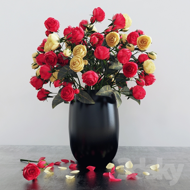 مدل سه بعدی گل و گلدان 264