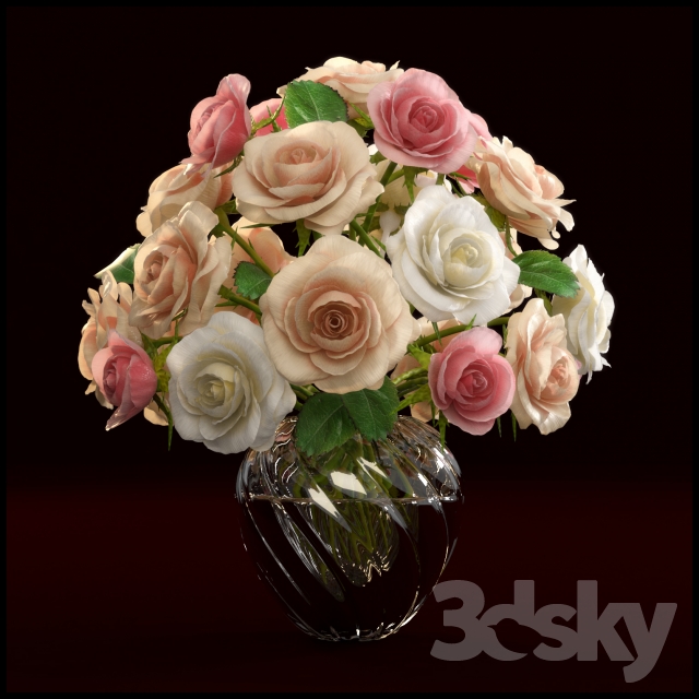 مدل سه بعدی گل و گلدان 280