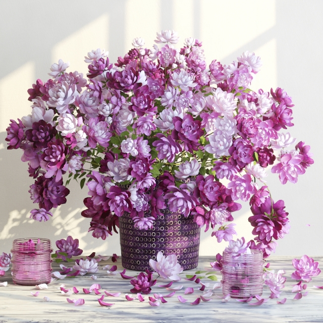 مدل سه بعدی گل و گلدان 332