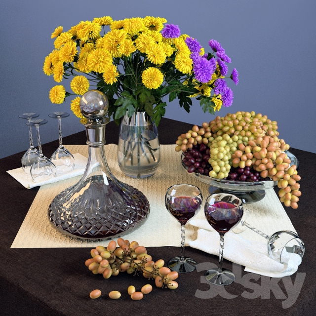 مدل سه بعدی گل و گلدان 328
