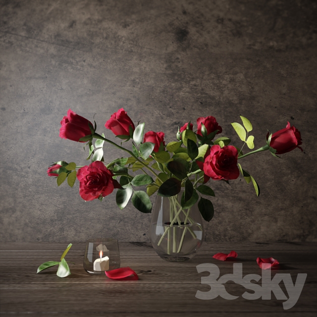 مدل سه بعدی گل و گلدان 324
