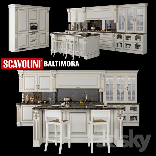 مدل سه بعدی کابینت کلاسیک 18