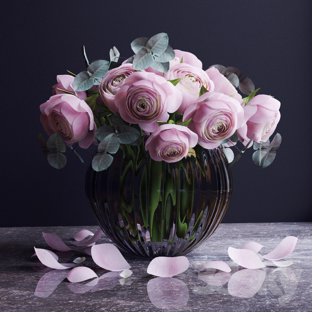 مدل سه بعدی گل و گلدان 376