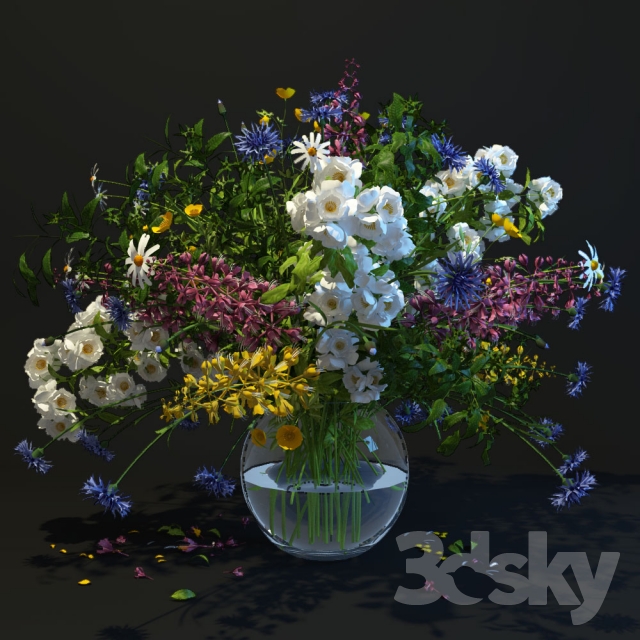 مدل سه بعدی گل و گلدان 384