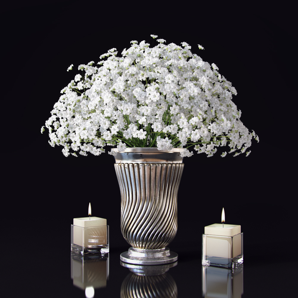 مدل سه بعدی گل و گلدان 618