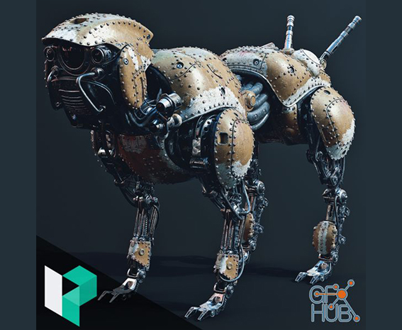مدلینگ و تکسچرینگ سگ مکانیکی در Maya و Substance Painter