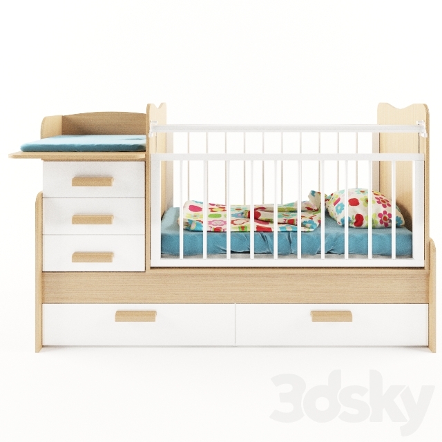 مدل سه بعدی تخت کودک 35