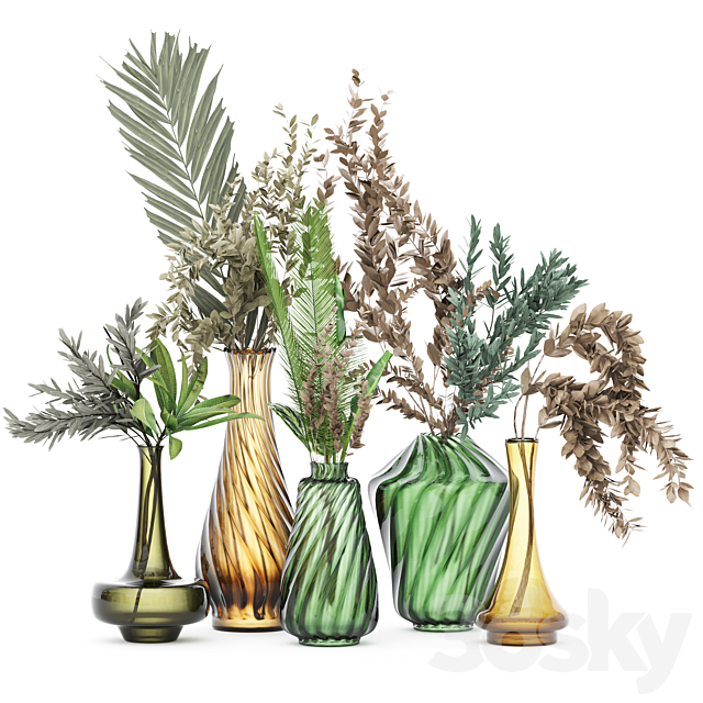 مدل سه بعدی گل و گلدان 1074