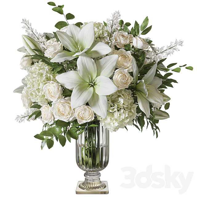 مدل سه بعدی گل و گلدان 1630
