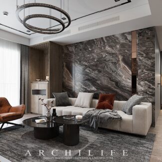 12511 3D Living Room - Kitchen Interior Model