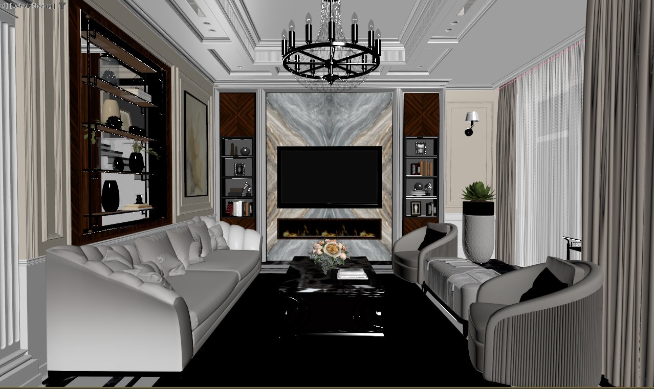 13098. 3D Living Room - Kitchen Interior Model Download by Nguyen The Dinh