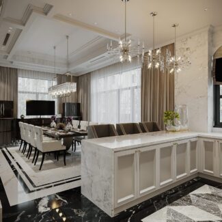 13098 3D Living Room – Kitchen Interior Model