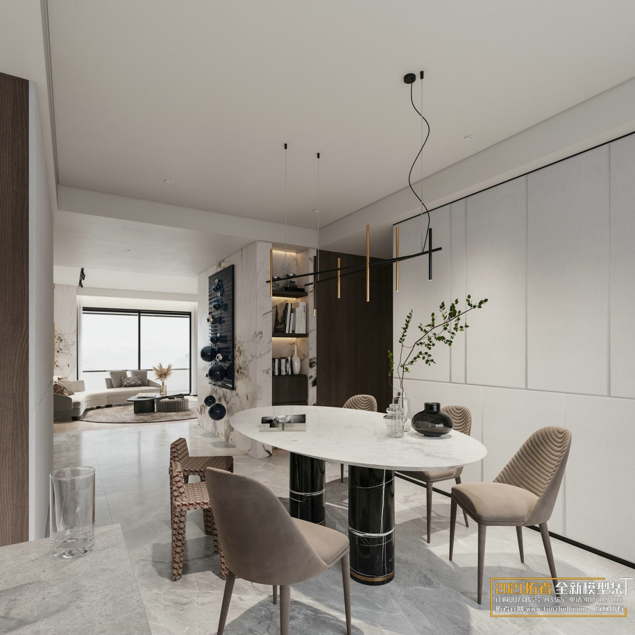 3D Living Room - Living Room Interior Model 142 (1)