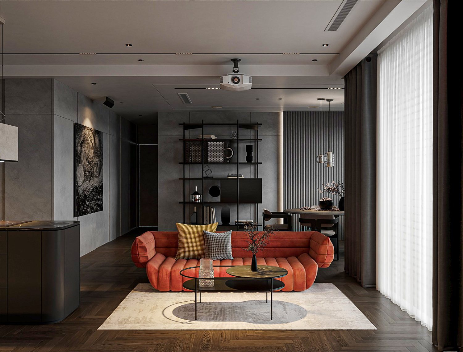 Living Room - Kitchen Interior Model 10 (1)