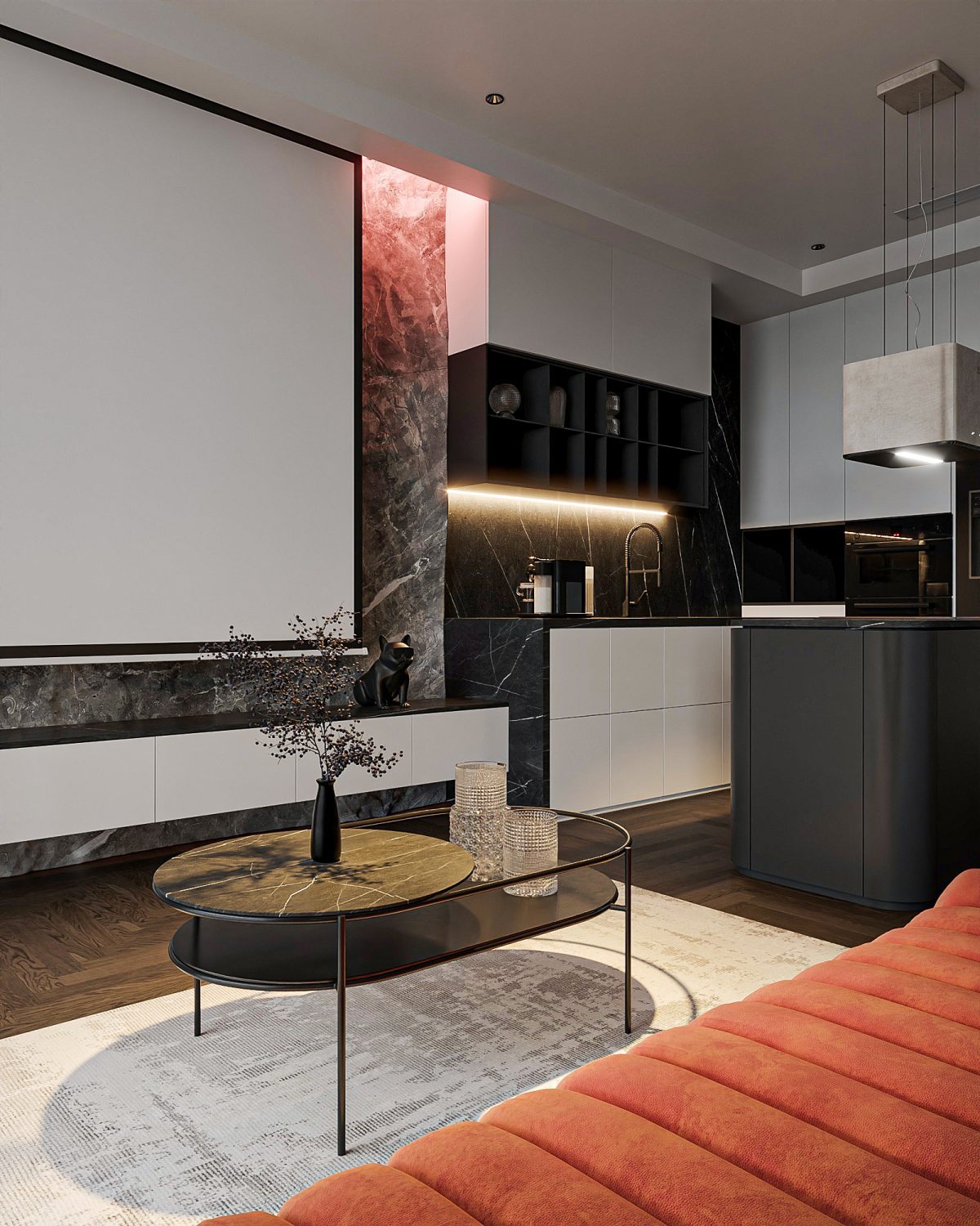 Living Room - Kitchen Interior Model 10 (2)