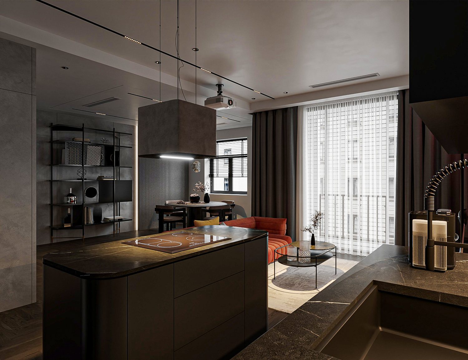 Living Room - Kitchen Interior Model 10 (7)