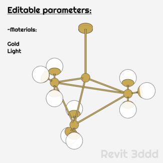 Revit Modo Chandelier Gold 10