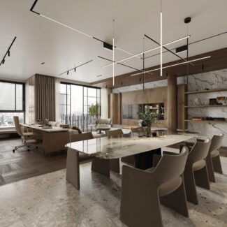 3D Living Room - Kitchen Interior Model 2