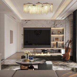 13678 3Ds Max Living Room - Kitchen Interior Model