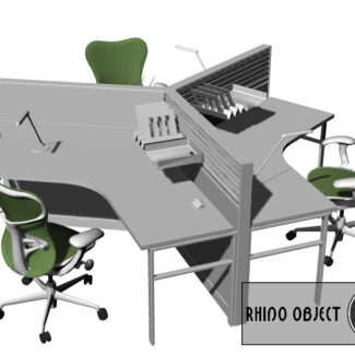 modern booth desk free SU model Rhino