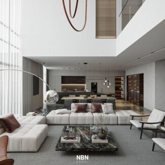 13611 3Ds Max Living Room - Kitchen Interior Model